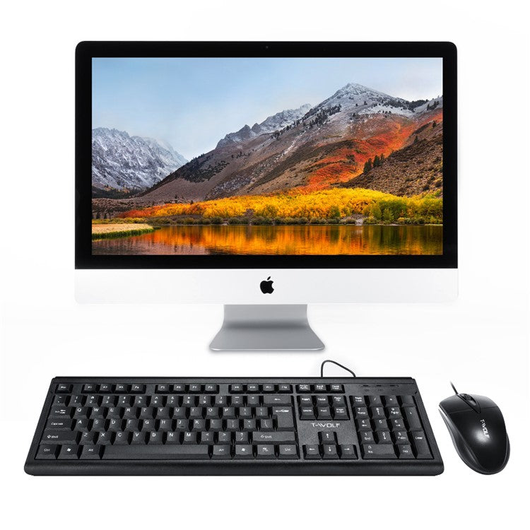 T-WOLF TF500 USB Wired Keyboard Mouse Set 104 Keys Keyboard for Computer PC Laptop