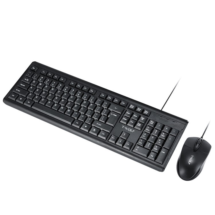 T-WOLF TF500 USB Wired Keyboard Mouse Set 104 Keys Keyboard for Computer PC Laptop