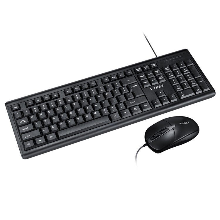 T-WOLF TF500 USB Wired Keyboard Mouse Set 104 Keys Keyboard for Computer PC Laptop