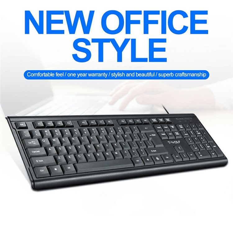 T-WOLF T15 104 Keys USB Wired Keyboard
