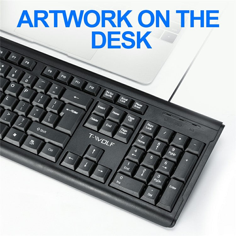 T-WOLF T15 104 Keys USB Wired Keyboard