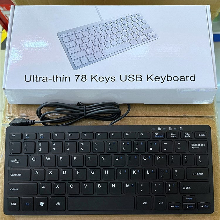 X5 Ultra-thin 78 Keys USB Wired Keyboard Home Office Computer Laptop Keyboard - Black
