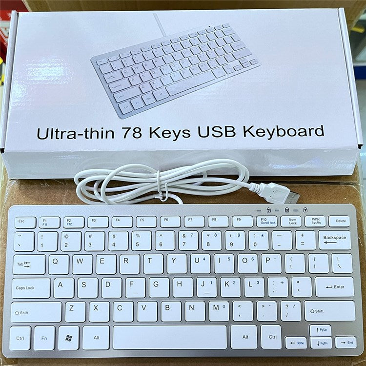 X5 Ultra-thin 78 Keys USB Wired Keyboard Home Office Computer Laptop Keyboard - White