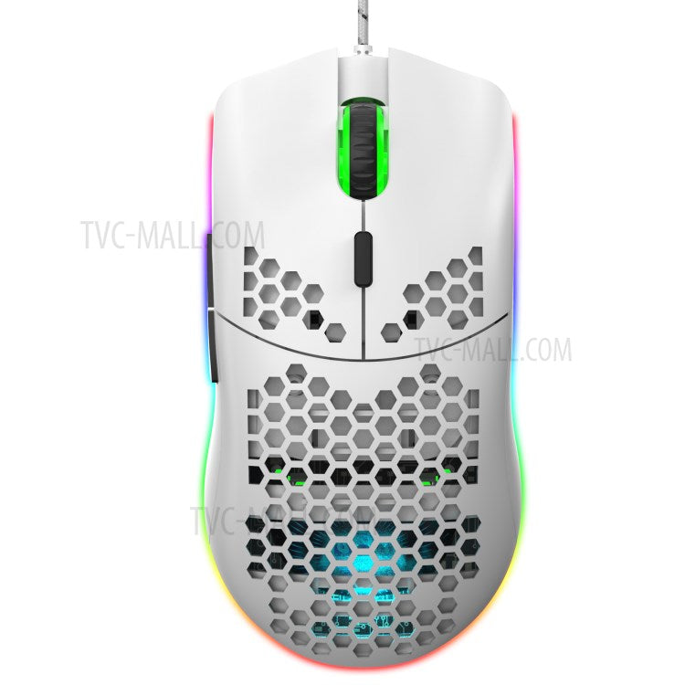 HXSJ J900 RGB Lighting Honeycomb Holow Programmable Gaming Mouse - White