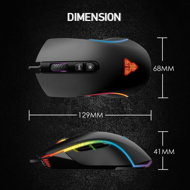 FANTECH X16 USB Optical Wired Gaming Mouse 4200DPI Adjustable 6 Buttons RGB Macro Mouse