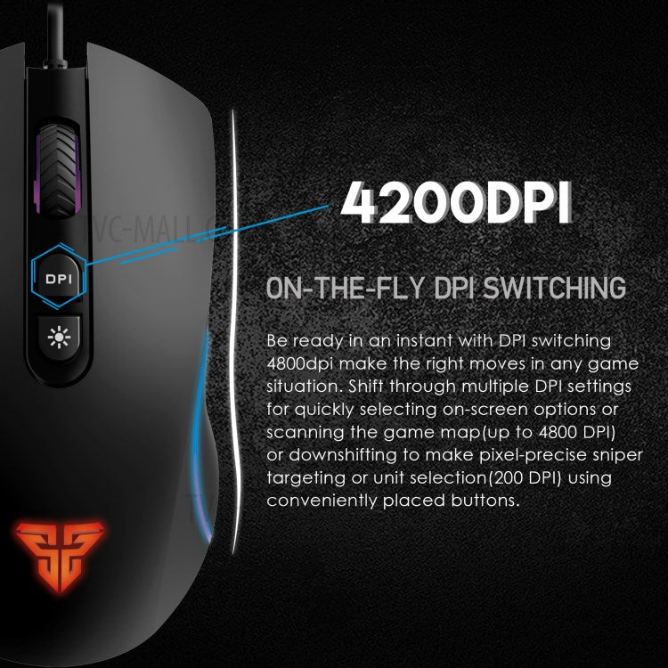 FANTECH X16 USB Optical Wired Gaming Mouse 4200DPI Adjustable 6 Buttons RGB Macro Mouse