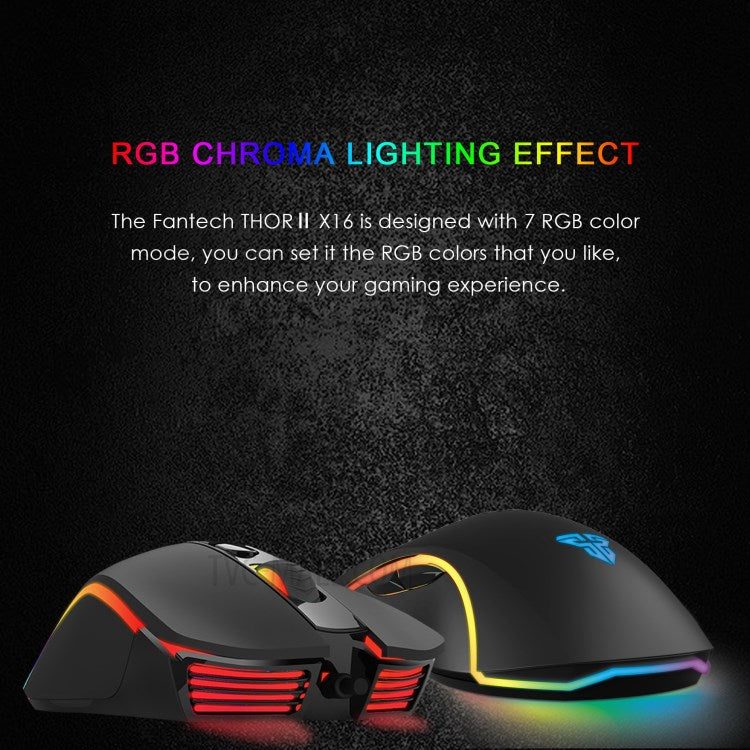 FANTECH X16 USB Optical Wired Gaming Mouse 4200DPI Adjustable 6 Buttons RGB Macro Mouse
