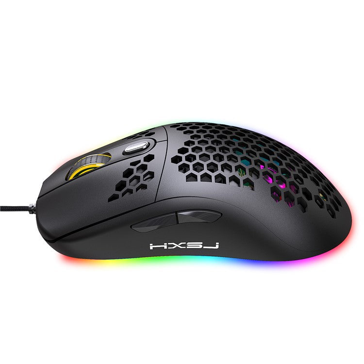 HXSJ X600 RGB Lighting Programming Gaming Mouse Honeycomb Hollow Hole E-sports Optical Mouse