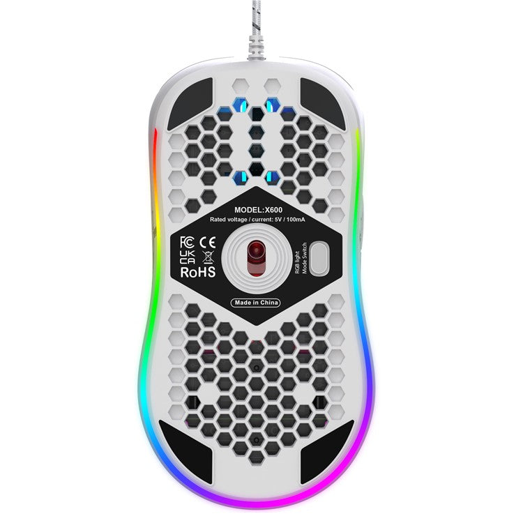 X600 RGB USB Wired Mouse Programmable Mice PC Gamer Mouse with Honeycomb Shell
