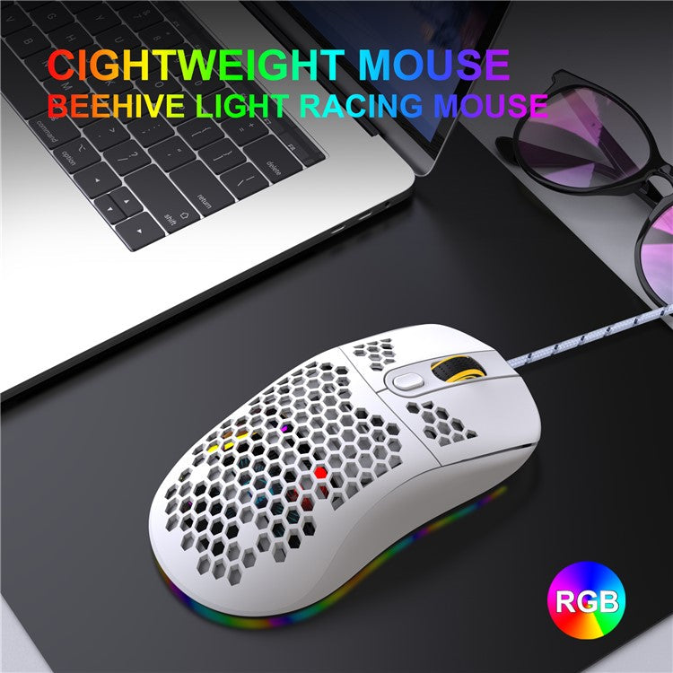 X600 RGB USB Wired Mouse Programmable Mice PC Gamer Mouse with Honeycomb Shell