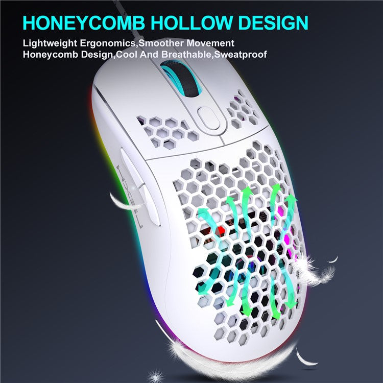 X600 RGB USB Wired Mouse Programmable Mice PC Gamer Mouse with Honeycomb Shell