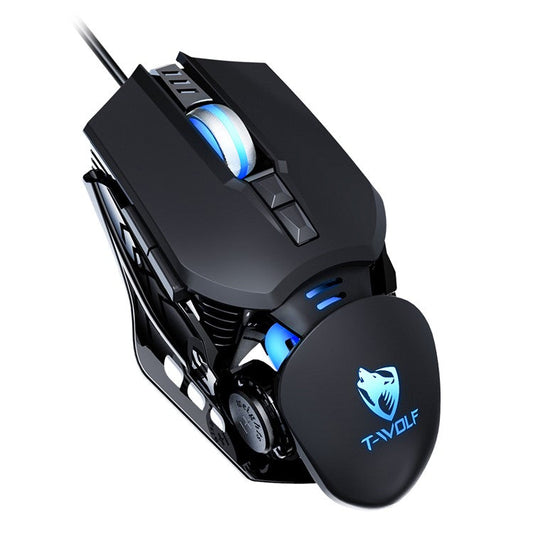 T-WOLF G530 Wired Mouse Colorful Luminous Gaming Mouse USB Port - Black