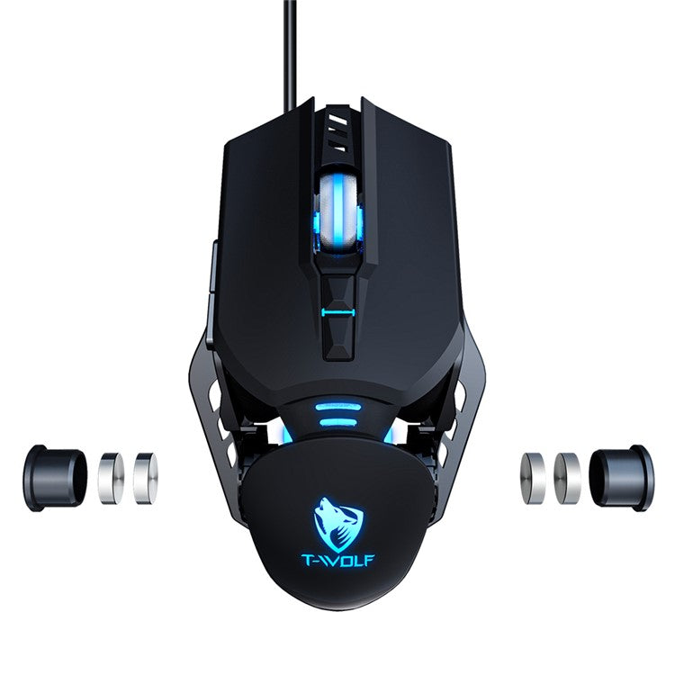 T-WOLF G530 Wired Mouse Colorful Luminous Gaming Mouse USB Port - Black
