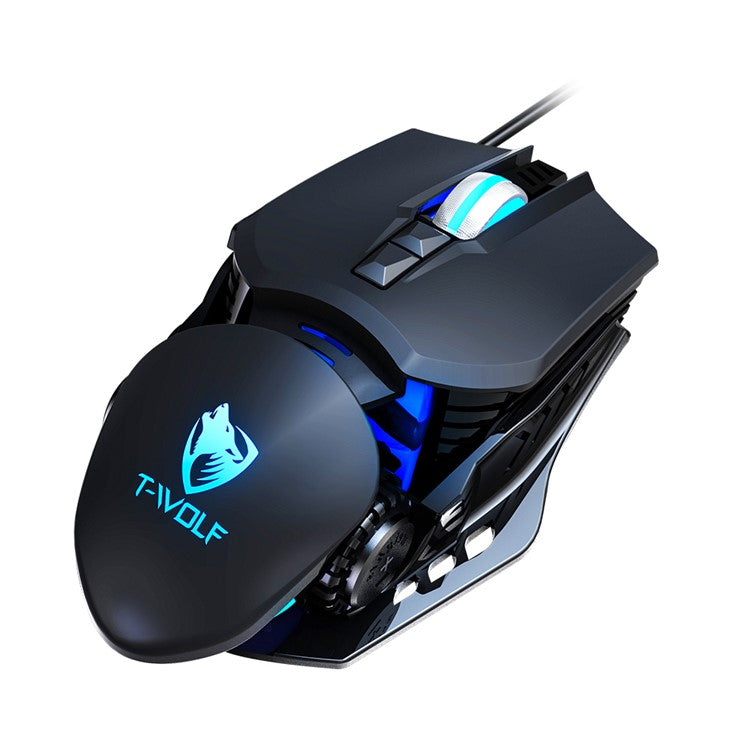 T-WOLF G530 Wired Mouse Colorful Luminous Gaming Mouse USB Port - Black