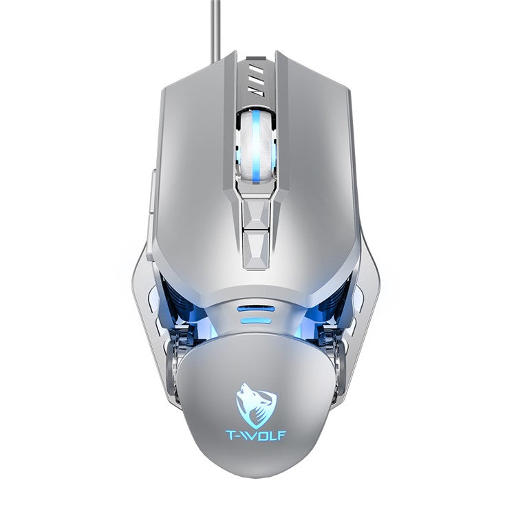 T-WOLF G530 Wired Mouse Colorful Luminous Gaming Mouse USB Port - Silver