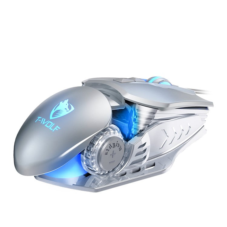 T-WOLF G530 Wired Mouse Colorful Luminous Gaming Mouse USB Port - Silver