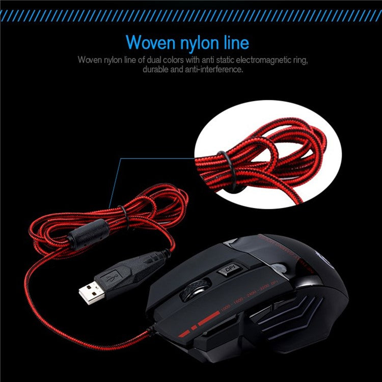 HXSJ A907 5500 DPI Adjustable 7 Buttons USB Wired Gaming Mouse Colorful Light Computer Mice