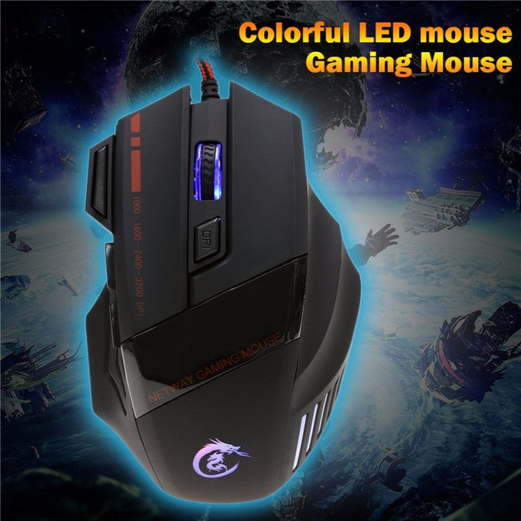 HXSJ A907 5500 DPI Adjustable 7 Buttons USB Wired Gaming Mouse Colorful Light Computer Mice