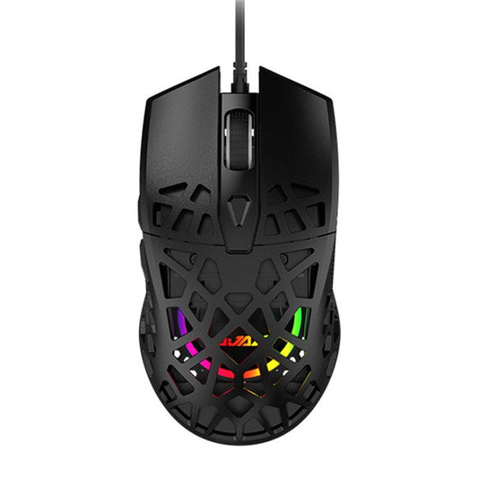 AJAZZ AJ339 12400 DPI PAW3327 Sensor RGB Backlight Ergonomic Honeycomb Design USB Wired Gaming Mouse - Black