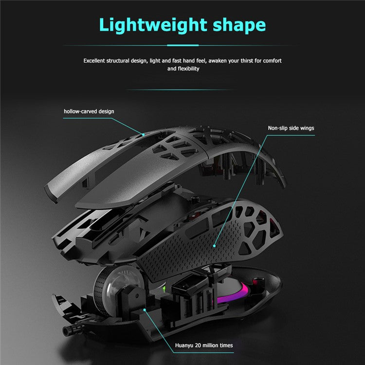 AJAZZ AJ339 12400 DPI PAW3327 Sensor RGB Backlight Ergonomic Honeycomb Design USB Wired Gaming Mouse - Black