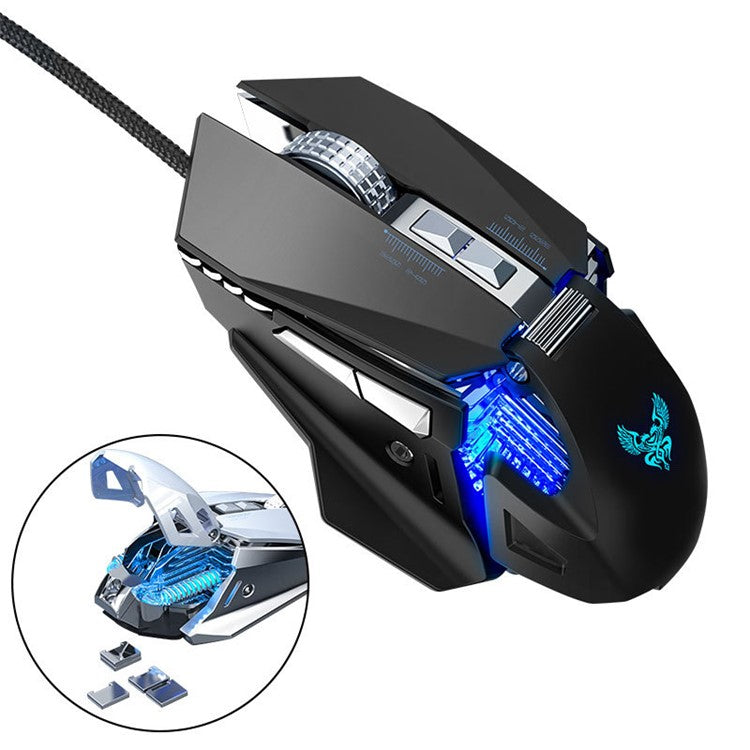 GM98 Mechanical USB Gaming Mouse 7-Key Programmable Optical Wired Mouse for Notebook Desktop Computer - Grey