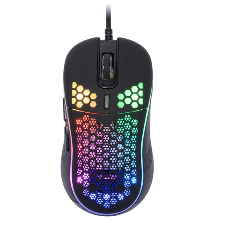 GM86 Lightweight Honeycomb Shell Wired Mouse 6-Key USB Gaming Mouse with Colorful Breathing Lights