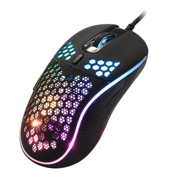 GM86 Lightweight Honeycomb Shell Wired Mouse 6-Key USB Gaming Mouse with Colorful Breathing Lights