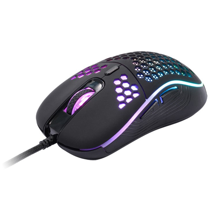 GM86 Lightweight Honeycomb Shell Wired Mouse 6-Key USB Gaming Mouse with Colorful Breathing Lights