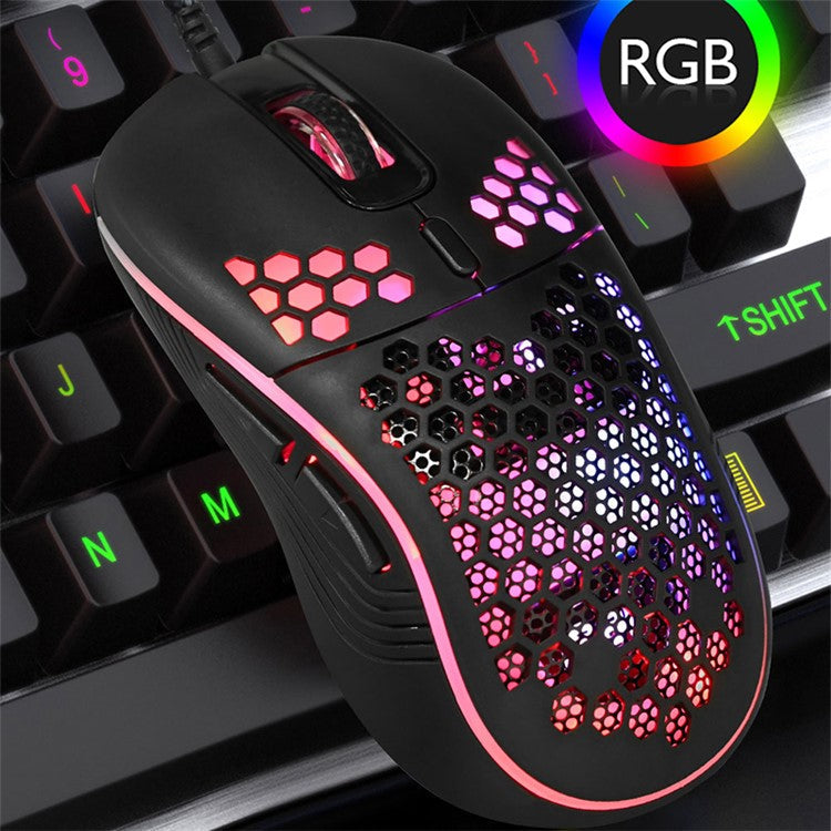 GM86 Lightweight Honeycomb Shell Wired Mouse 6-Key USB Gaming Mouse with Colorful Breathing Lights