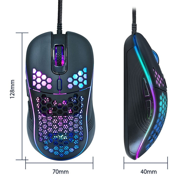 GM86 Lightweight Honeycomb Shell Wired Mouse 6-Key USB Gaming Mouse with Colorful Breathing Lights