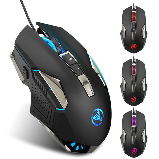 HXSJ X200 8000 DPI RGB Mouse Luminous Colorful LED Light 8-Button Wired Laptop Gaming Mouse