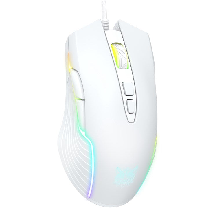 ONIKUMA CW905 USB Wired Mouse Optical Computer RGB Mouse with 800/1600/2400/3200/4800/6400 DPI Ergonomic Design Support Laptop PC Desktop Computer - White