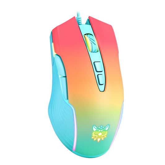 ONIKUMA CW905 USB Wired Mouse Optical Computer RGB Mouse with 800/1600/2400/3200/4800/6400 DPI Ergonomic Design Support Laptop PC Desktop Computer - Blue