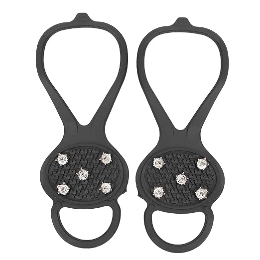 1 Pair 5 Stud Anti-Skid Snow Ice Climbing Shoes Cover Spikes Grips Cleats Over Shoes Covers Crampons, Size L