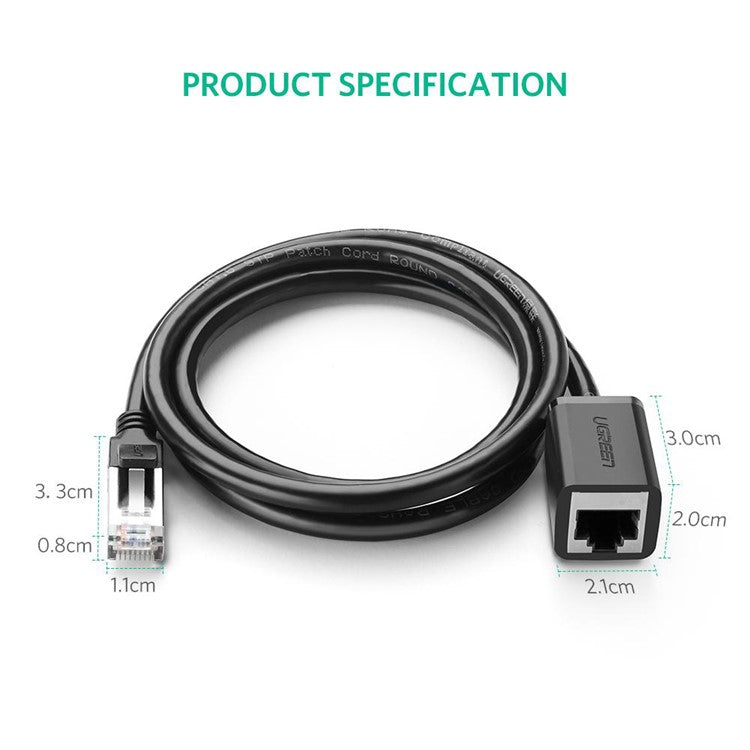 UGREEN 11282 Cat6 Ethernet Extension Cable RJ45 Cat 6 Male to Female RJ45 Ethernet Lan Network Cable Adapter for PC Laptop, 3m
