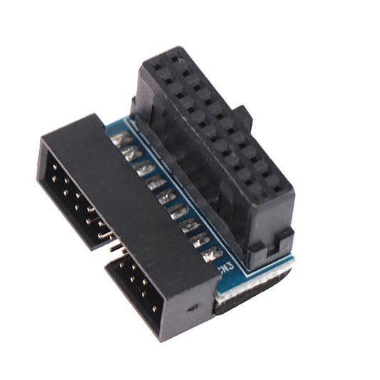 PH19A Desktop Computer Motherboard USB3.0 19Pin/20Pin Vertical Pin Socket Adapter Down Angled 90 Degree - Black