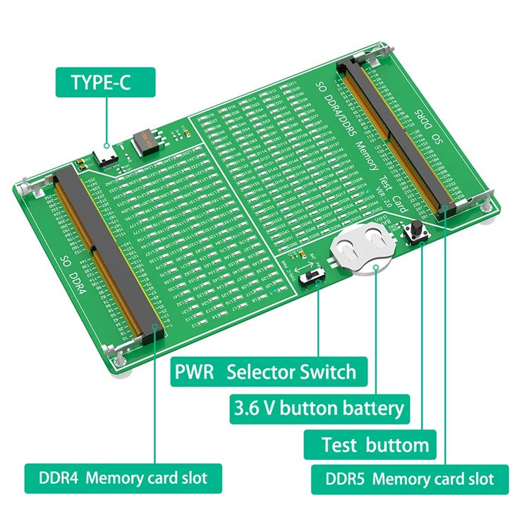 YNS-03 Memory Test Card Notebook Memory Stick Tester DDR4 / DDR5 2-in-1 Memory Tester with Light