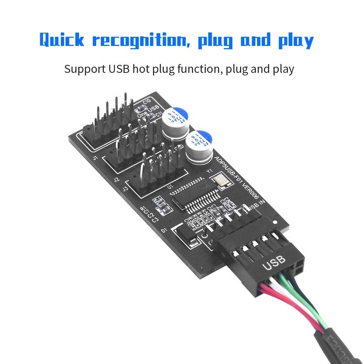 YNS-02 Motherboard USB 2.0 9-pin to 3x 9-pin Adapter Extension Cable Card