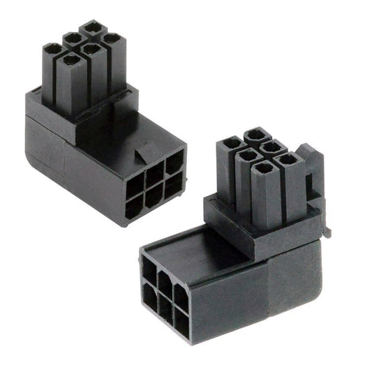 PW-021 2Pcs / Set ATX 6Pin Male to Female 90 Degree Up Down Angled Power Header Adapter for GPU Graphics Card