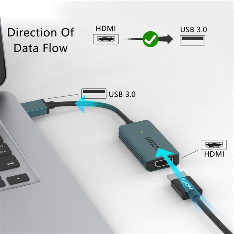 ONTEN US331 13cm Cable HDMI Female to USB Male Adapter 1080P 60Hz Gaming HD Video Capture Card