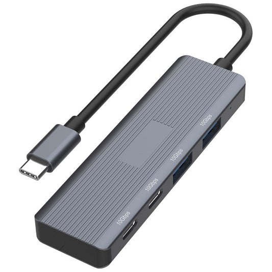 ONTEN UC622 15cm Cable Type-C to 2USB+2Type-C Ports 10Gbps USB Hub Splitter Laptop Phone Adapter - Grey