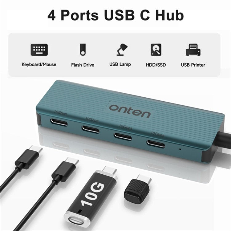 ONTEN UC620 15cm Cable Type-C to 4xUSB-C USB3.2 Gen2 Ports USB Hub Laptop Phone Adapter