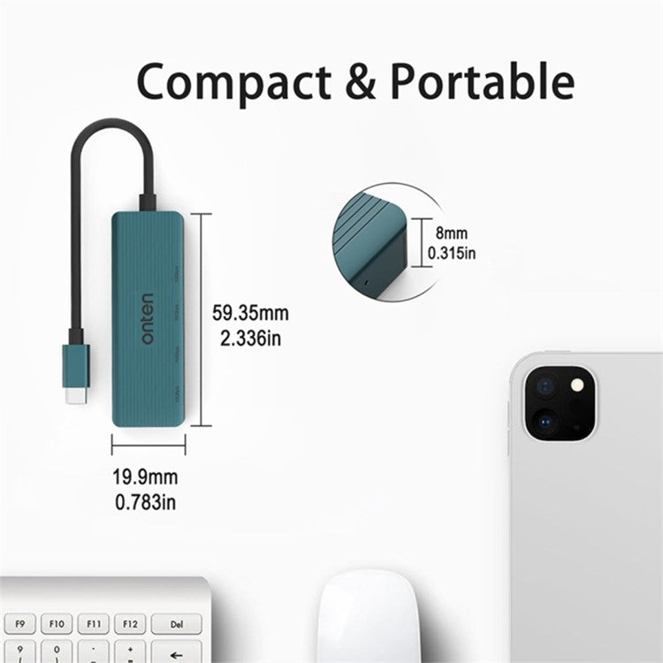 ONTEN UC620 15cm Cable Type-C to 4xUSB-C USB3.2 Gen2 Ports USB Hub Laptop Phone Adapter