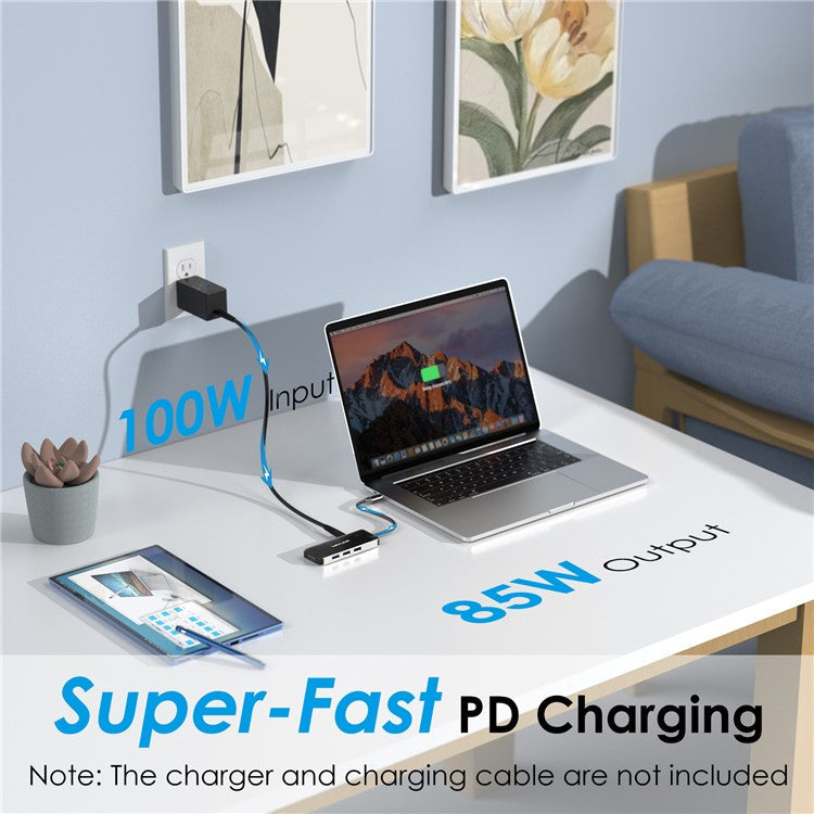 WAVLINK UHP3416 7-in-1 USB-C to 4K HD 100W PD Charging SD / TF Card Reader Docking Station - Black