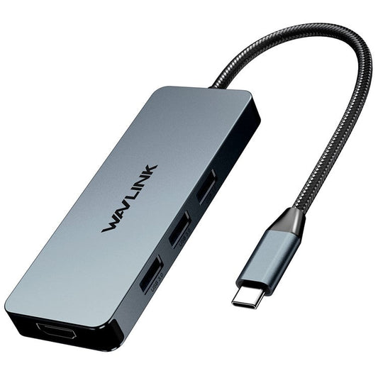 WAVLINK UHP3416 7-in-1 USB-C to 4K HD 100W PD Charging SD / TF Card Reader Docking Station - Grey