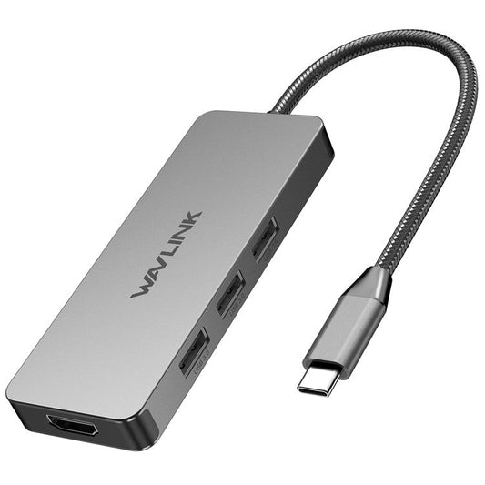 WAVLINK UHP3416 7-in-1 USB-C to 4K HD 100W PD Charging SD / TF Card Reader Docking Station - Dark Grey