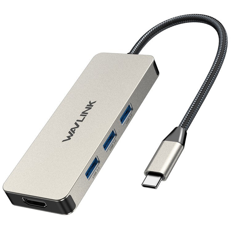 WAVLINK UHP3416 7-in-1 USB-C to 4K HD 100W PD Charging SD / TF Card Reader Docking Station - Silver