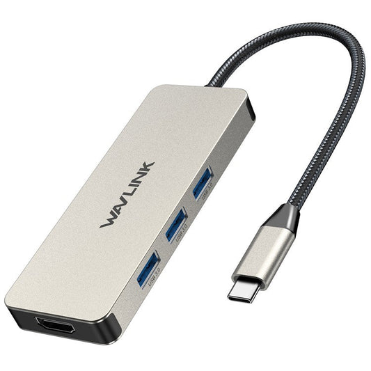 WAVLINK UHP3416 7-in-1 USB-C to 4K HD 100W PD Charging SD / TF Card Reader Docking Station - Silver