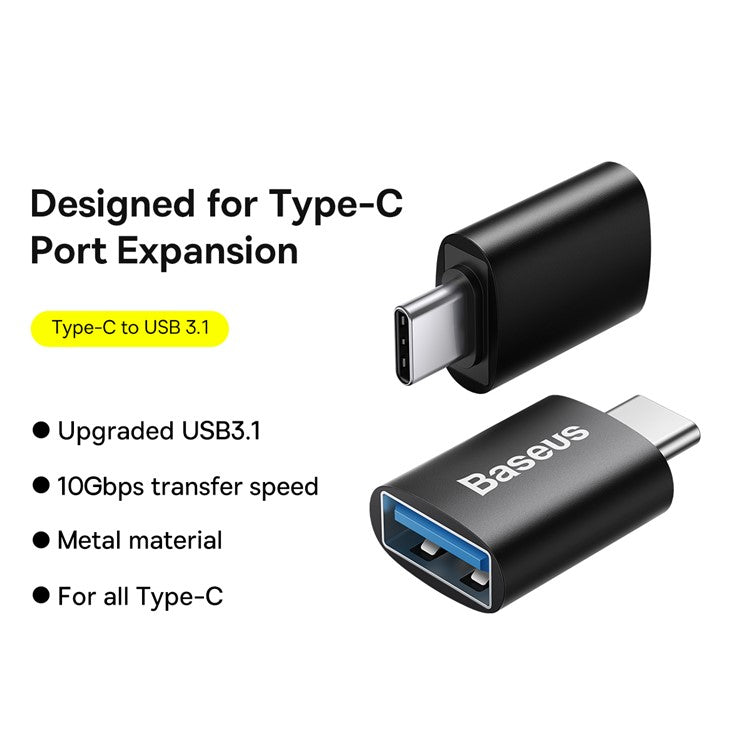 BASEUS Ingenuity Series Mini OTG Adapter Type-C Male to USB-A 3.1 Female Converter - Black