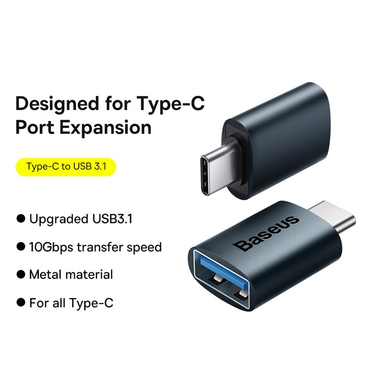 BASEUS Ingenuity Series Mini OTG Adapter Type-C Male to USB-A 3.1 Female Converter - Blue